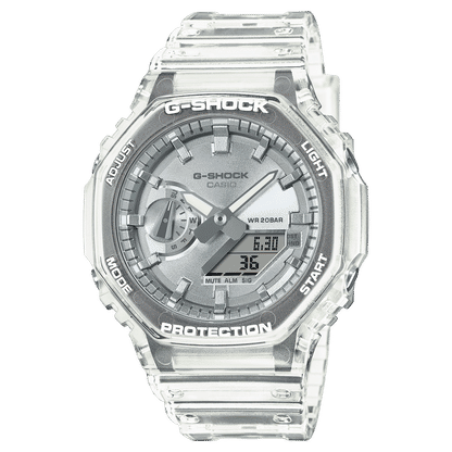 Casio GA-2100BM-7A8ER G-Shock Classic Ana-Digi Armbanduhr Transparent/Silberfarben • Transparentes Resin-Gehäuse • 20 bar
