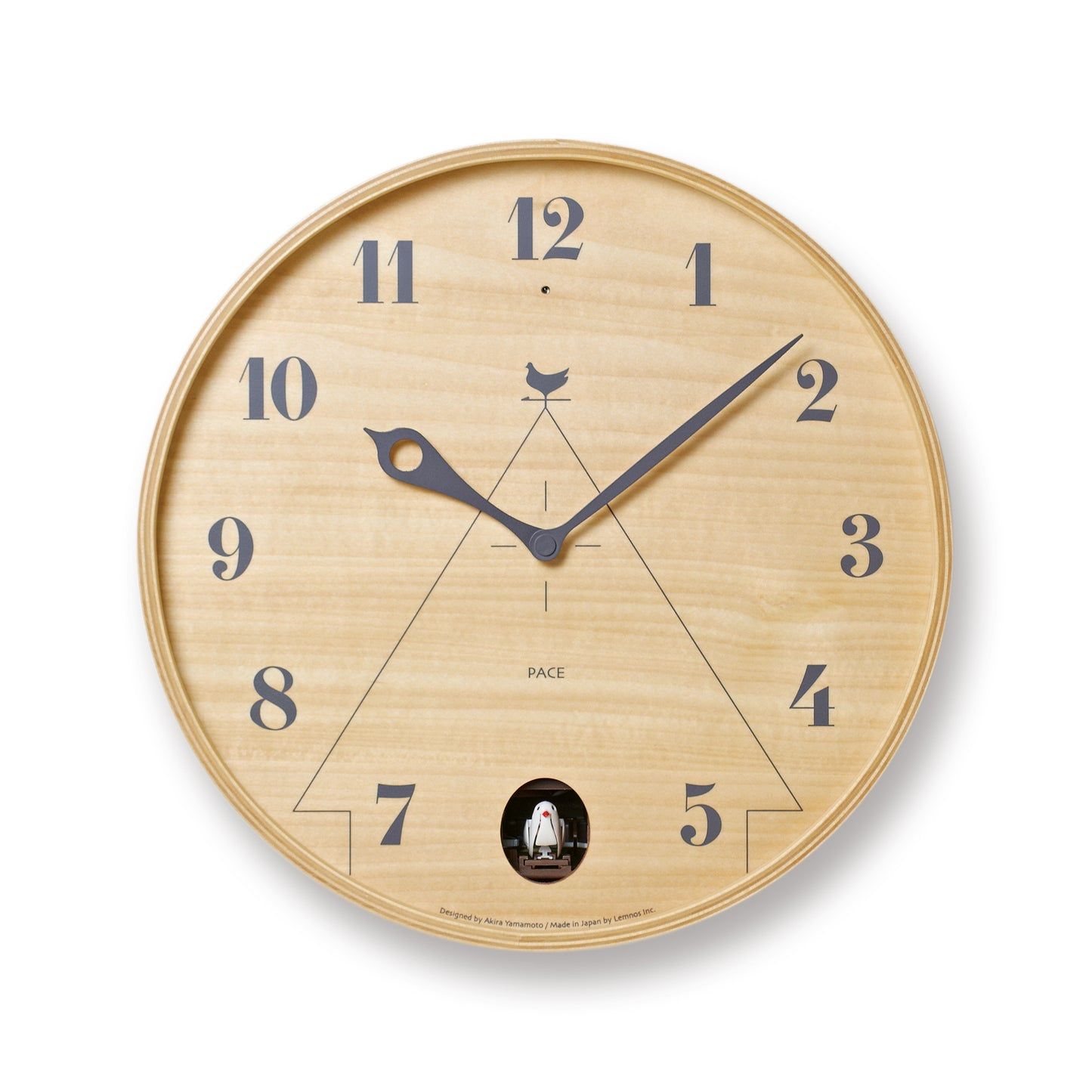 Wanduhr mit Naturholz-Zifferblatt und goldfarbenem Rand, römische Zahlen