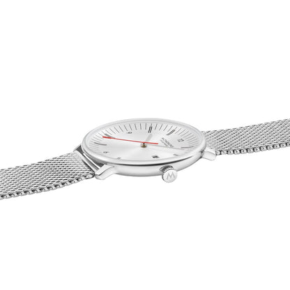 Mondaine Doppio MLE.41210.SM Herrenuhr Silber • Saphirglas mit Antireflexbeschichtung • Schweizer Quarzwerk RONDA 515 RL