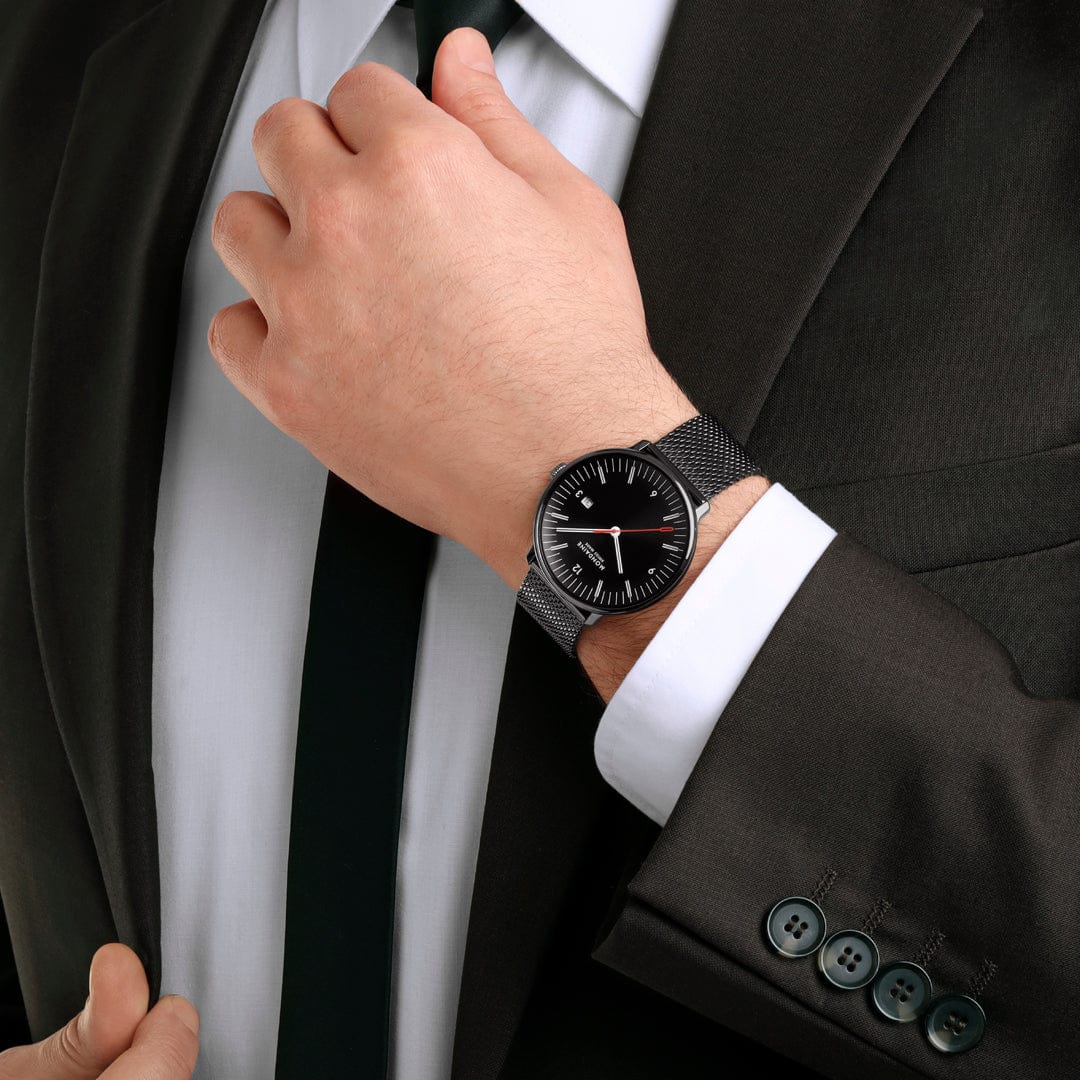 Mondaine Doppio MLE.41220.SM Herrenuhr Schwarz • Saphirglas • Swiss Made Quarzwerk, Bild 2
