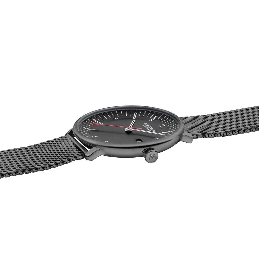 Mondaine Doppio MLE.41220.SM Herrenuhr Schwarz • Saphirglas • Swiss Made Quarzwerk, Bild 6