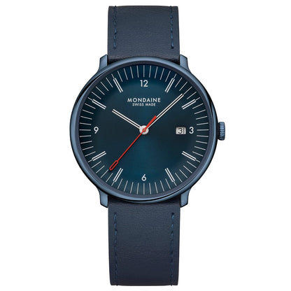 Mondaine Doppio MLE.41240.LDV Herrenuhr Blau • Saphirglas mit Antireflexbeschichtung • Schweizer Quarzwerk