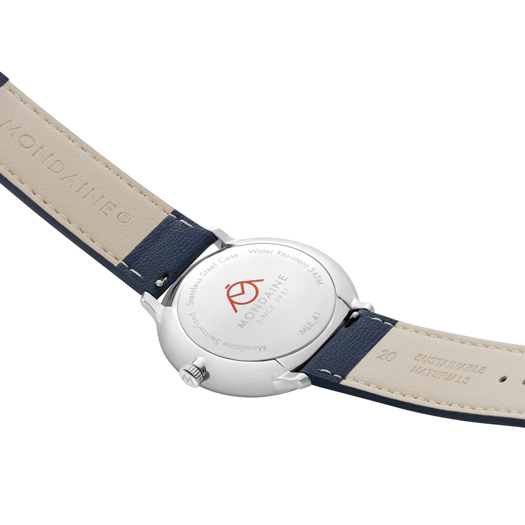 Mondaine Doppio MLE.41240.LQV.SET Herrenuhr Blau • Saphirglas mit Antireflexbeschichtung • Schweizer Quarzwerk, Bild 5