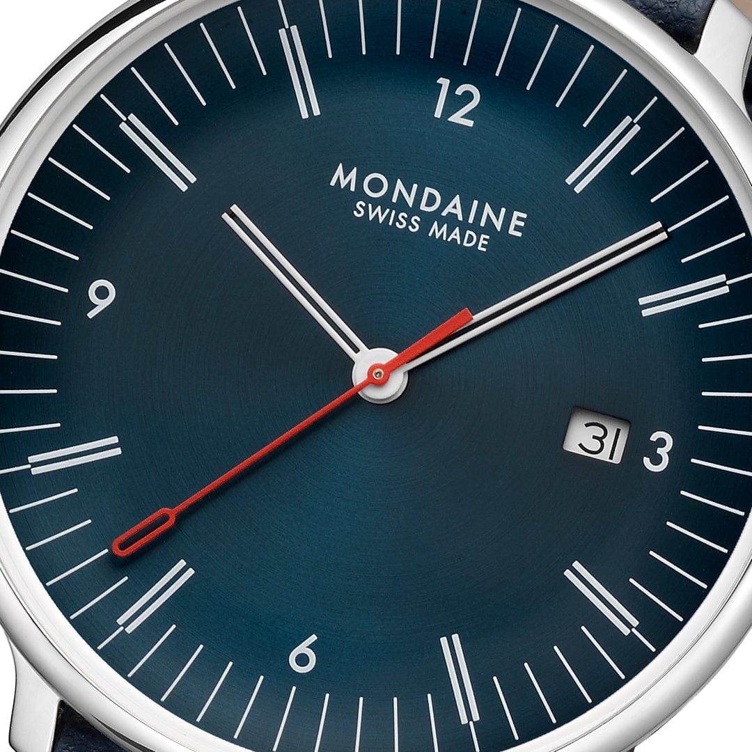Mondaine Doppio MLE.41240.LQV.SET Herrenuhr Blau • Saphirglas mit Antireflexbeschichtung • Schweizer Quarzwerk, Bild 3