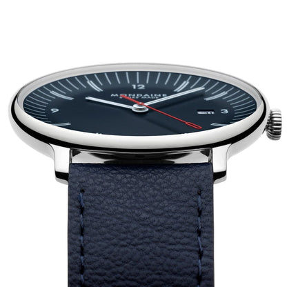 Mondaine Doppio MLE.41240.LQV.SET Herrenuhr Blau • Saphirglas mit Antireflexbeschichtung • Schweizer Quarzwerk, Bild 4