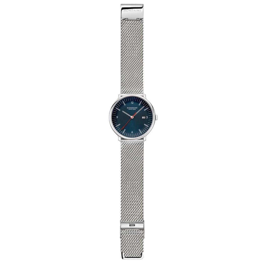 Mondaine Doppio MLE.41240.LQV.SET Herrenuhr Blau • Saphirglas mit Antireflexbeschichtung • Schweizer Quarzwerk, Bild 14