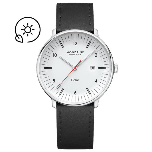 Mondaine Doppio Solar MLE.41910.LBV Herrenuhr Schwarz • Saphirglas • Solaruhrwerk
