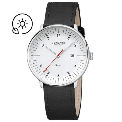 Mondaine Doppio Solar MLE.41910.LBV Herrenuhr Schwarz • Saphirglas • Solaruhrwerk, Bild 6