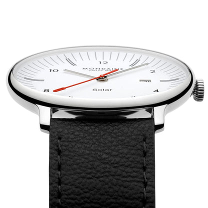 Mondaine Doppio Solar MLE.41910.LBV Herrenuhr Schwarz • Saphirglas • Solaruhrwerk, Bild 2