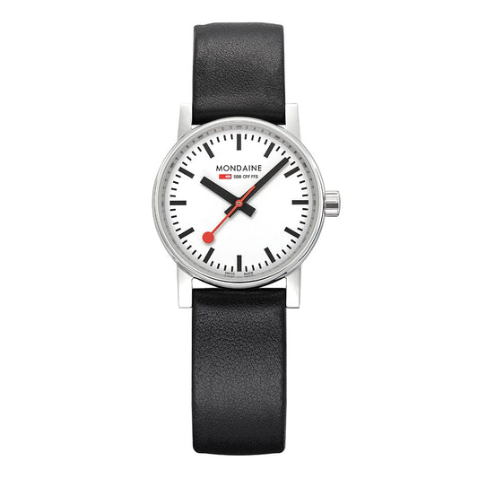 Mondaine evo2 MSE.30110.LBV Damenuhr Schwarz • Saphirglas • Veganes Traubenleder