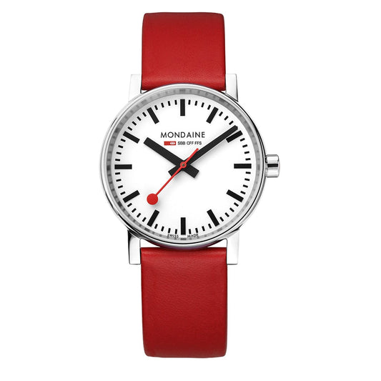 Mondaine Evo2 MSE.35110.LCV Damenuhr Rot • Saphirglas • Veganes Traubenleder