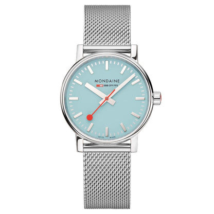 Mondaine evo2 MSE.35140.SM Damenuhr Türkis • Saphirglas • Schweizer Quarzwerk