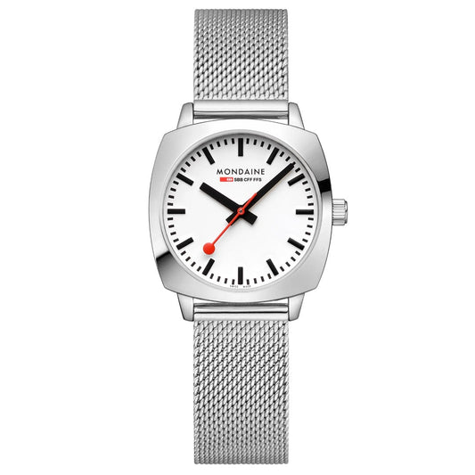 Mondaine Petite Cushion MSL.31110.SM Damenuhr Silber • Saphirglas • Swiss Made