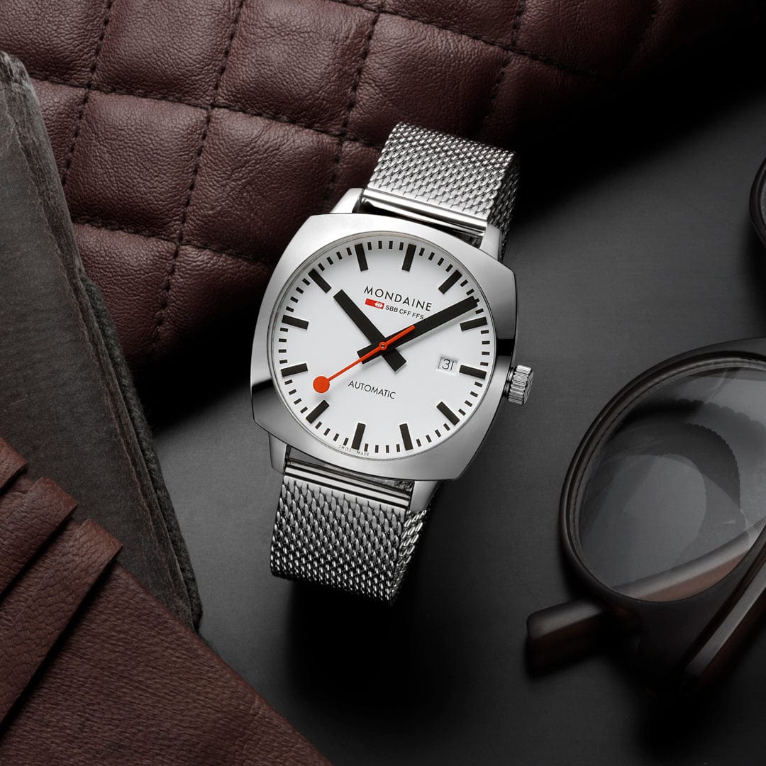 Mondaine Cushion MSL.3961B.SM Herrenuhr Silber • Schweizer Automatikwerk • Saphirglas, Bild 8