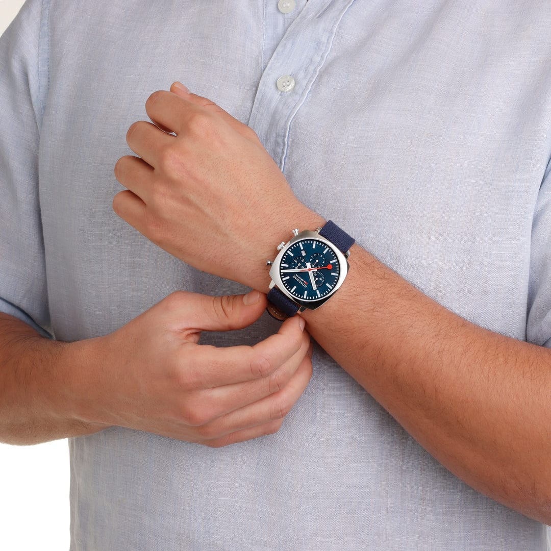 Mondaine Grand Cushion MSL.41440.LD.SET Herrenuhr Blau • Saphirglas • Quarz-Chronograph, Bild 6