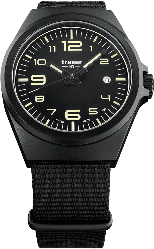 Traser H3 P59 Essential M 108218 Herrenuhr Schwarz • Saphirglas mit Trigalight • Schweizer Quarzwerk