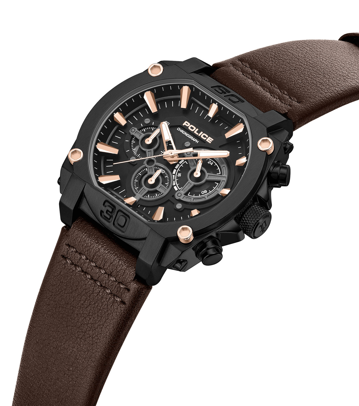 Police Norwood PEWGC0092905 Herrenuhr Grau • Quarz-Chronograph • Lederarmband Braun, Bild 2