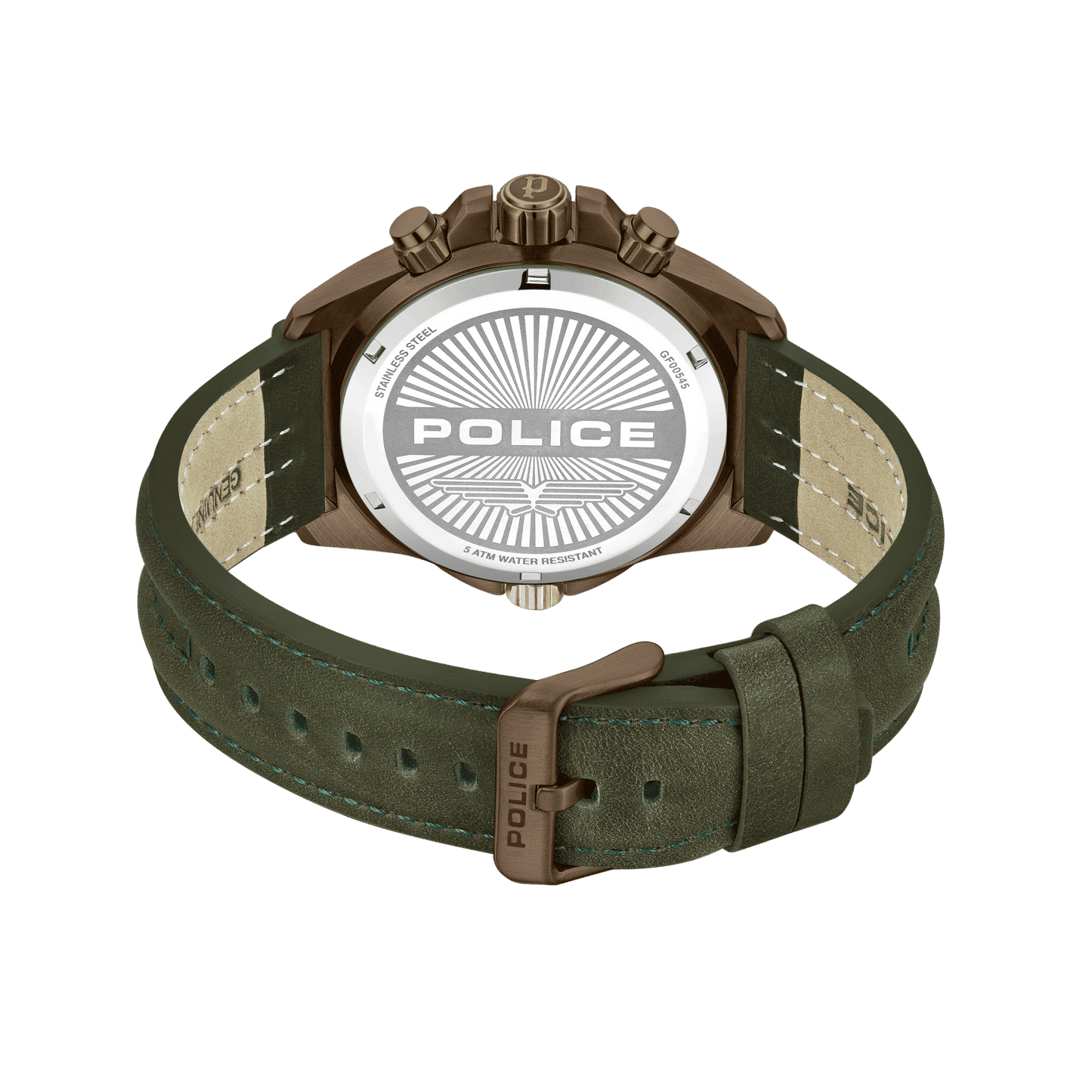 Police Electrical PEWGF0054502 Herrenuhr Stahl • Multifunktion • Khaki Lederarmband, Bild 3