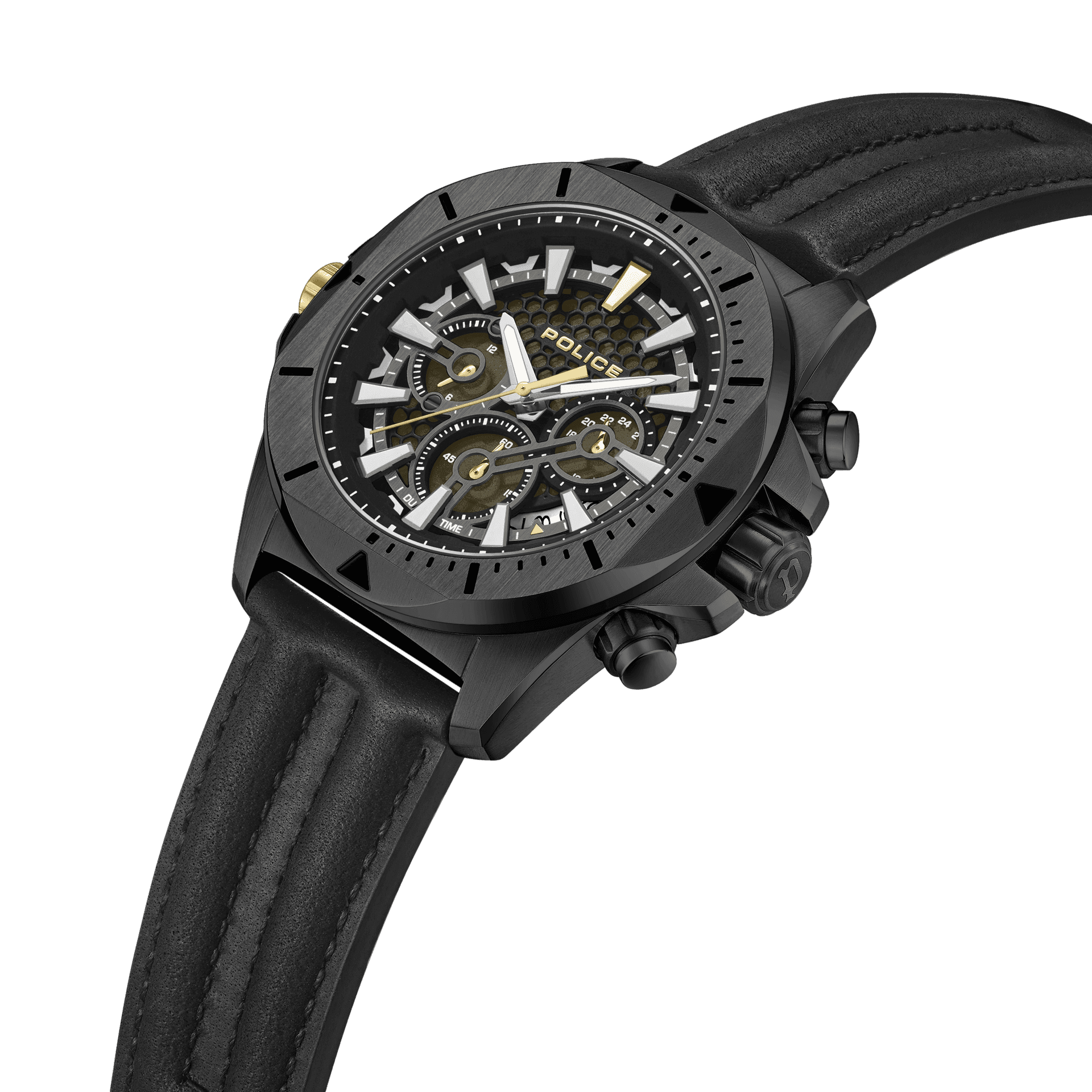 Police Electrical PEWGF0054503 Herrenuhr Schwarz • Multifunktion • Lederband, Bild 2