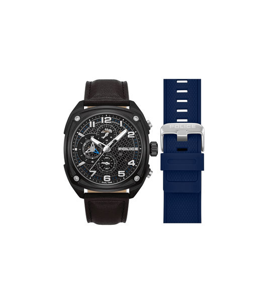 Police Portland PEWGF00814X2 Herrenuhr Mehrfarbig • Chronograph • Set mit zwei Armbändern