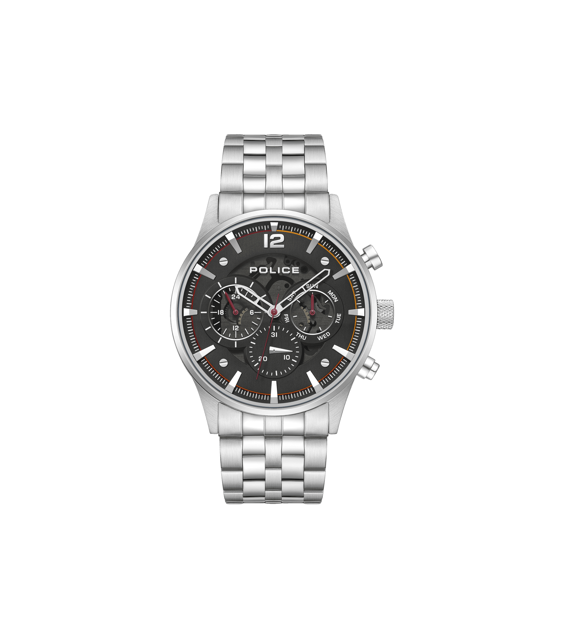 Police Driver II PEWGK0040205 Herrenuhr Silber • Multifunktionswerk • Edelstahlarmband