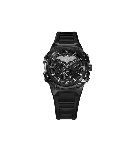 Police Crusader PEWGQ0089901-SET Herrenuhr Schwarz • Batman Multifunction-Chronograph • Silikonarmband
