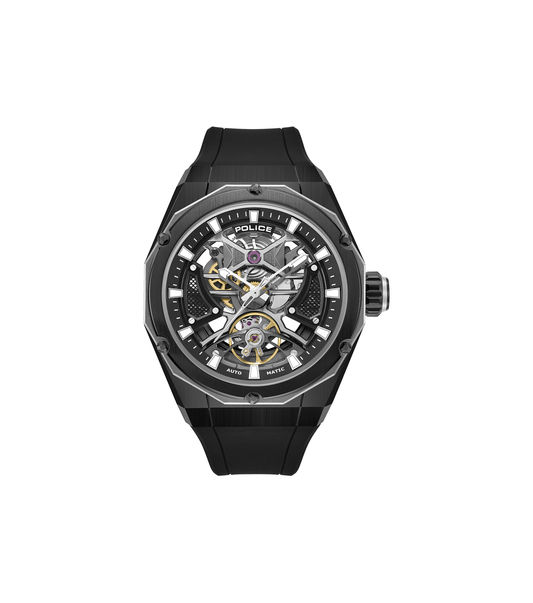 Police Dayton PEWGR0082301 Herrenuhr Schwarz • Automatikwerk • Sichtbarer Mechanismus