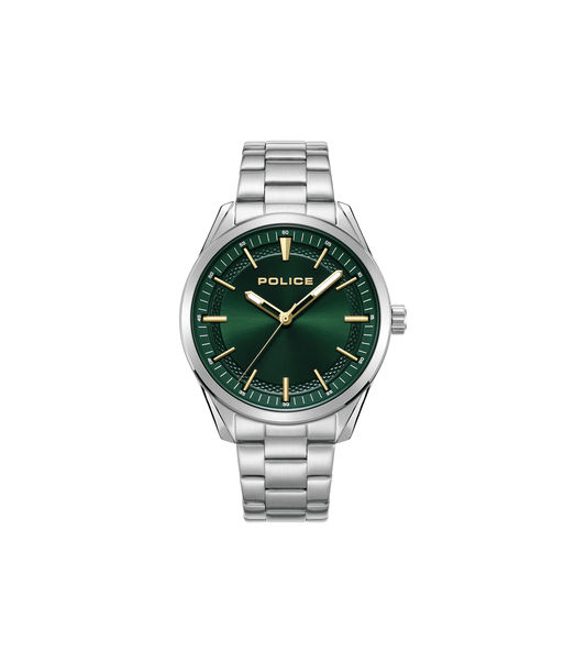 Police Grille PEWJG0018204 Herrenuhr Grün • Dunkelgrünes Sonnenschliff-Zifferblatt • Industrielles Edelstahl-Design