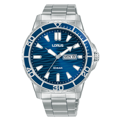 Lorus Sports RH357AX9 Herrenuhr Dunkelblau • Mineralglas • Datum & Wochentag