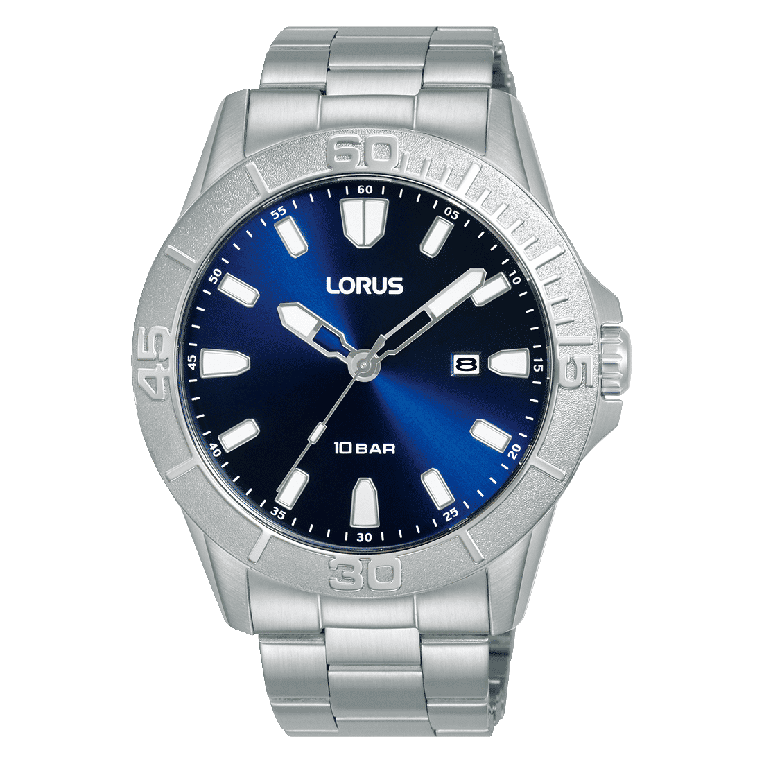 Lorus Sports RH941QX9 Herrenuhr Blau • Mineralglas • Edelstahlarmband