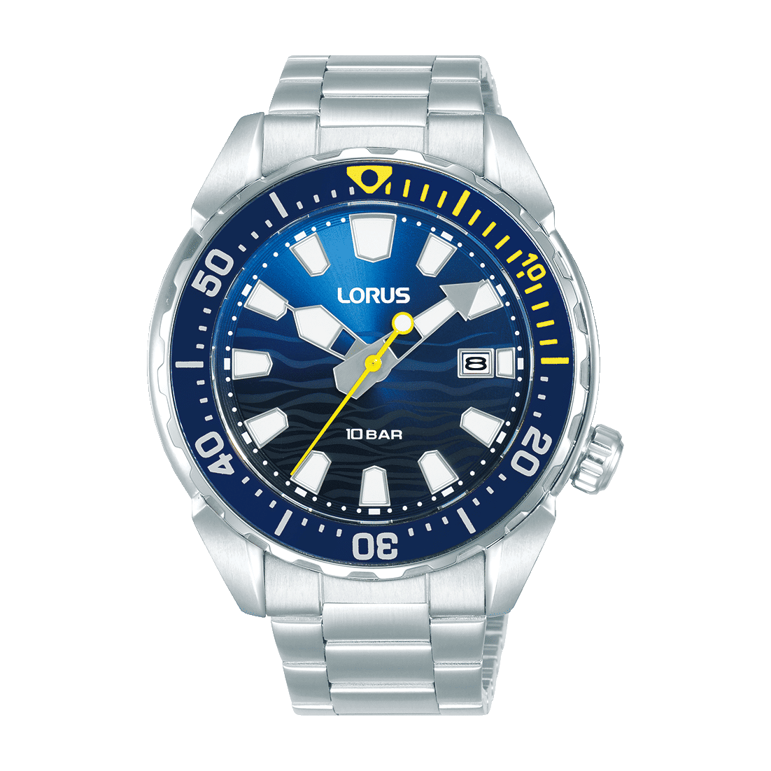 Lorus Sports RH947RX9 Herrenuhr Blau • Mineralglas • Drehbare Lünette
