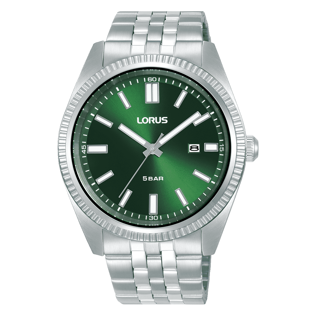 Lorus Classic RH967QX9 Herren Armbanduhr • Dunkelgrünes Zifferblatt • Edelstahlarmband