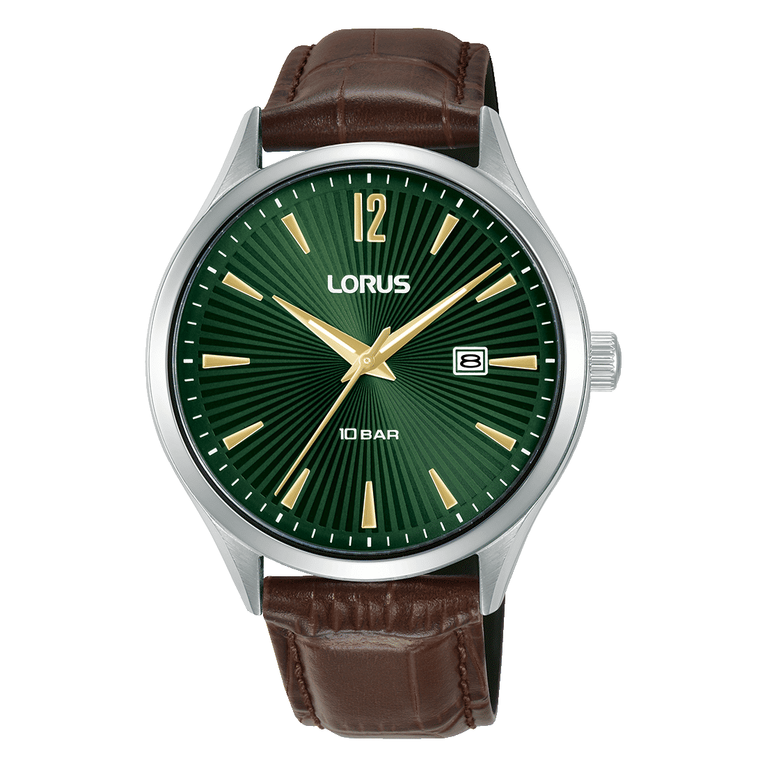 Lorus Classic RH995RX9 Herrenuhr Dunkelgrün • Mineralglas • Lederarmband