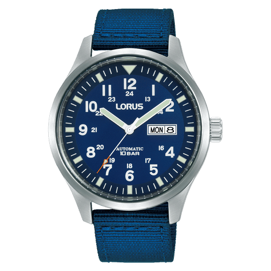 Lorus Sports RL409BX9 Herren Automatik Armbanduhr • Mineralglas • Dunkelblaues Nylonband