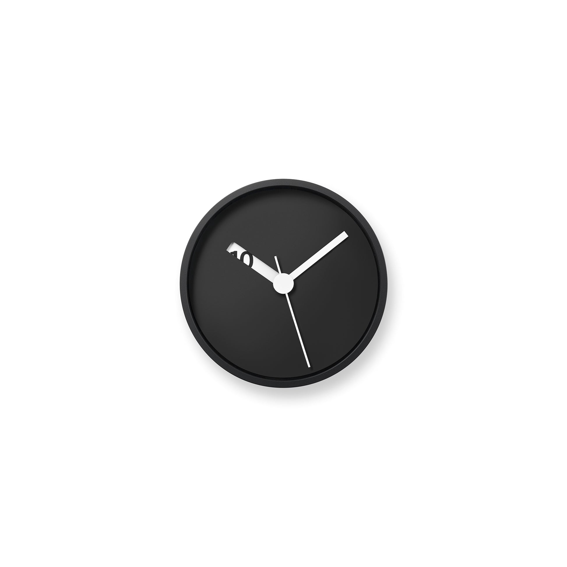 Schwarze runde Wanduhr mit Zeigern und 40-Anzeige