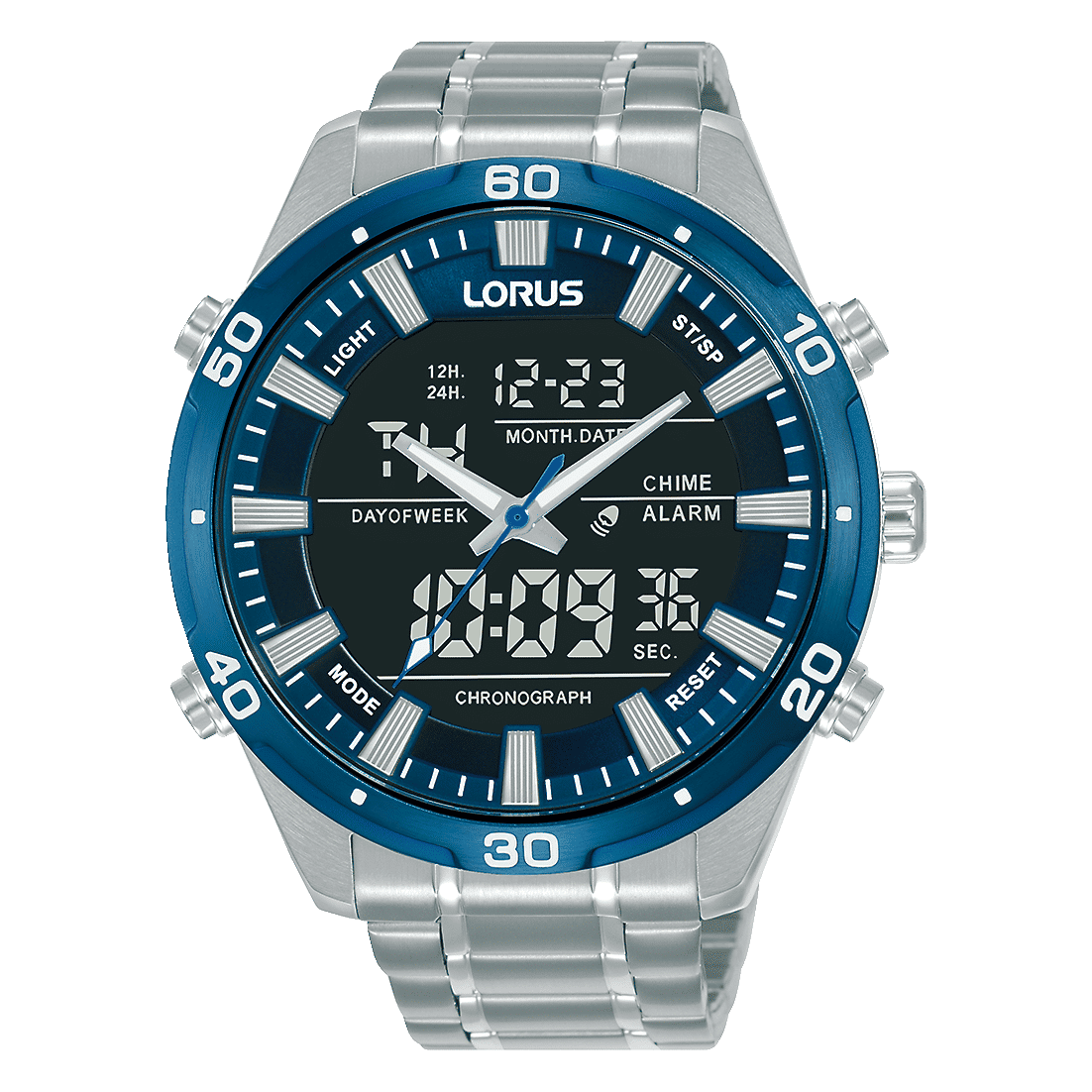 Lorus Sports RW647AX9 Herren Armbanduhr Grau • Digitaler Chronograph • Mineralglas
