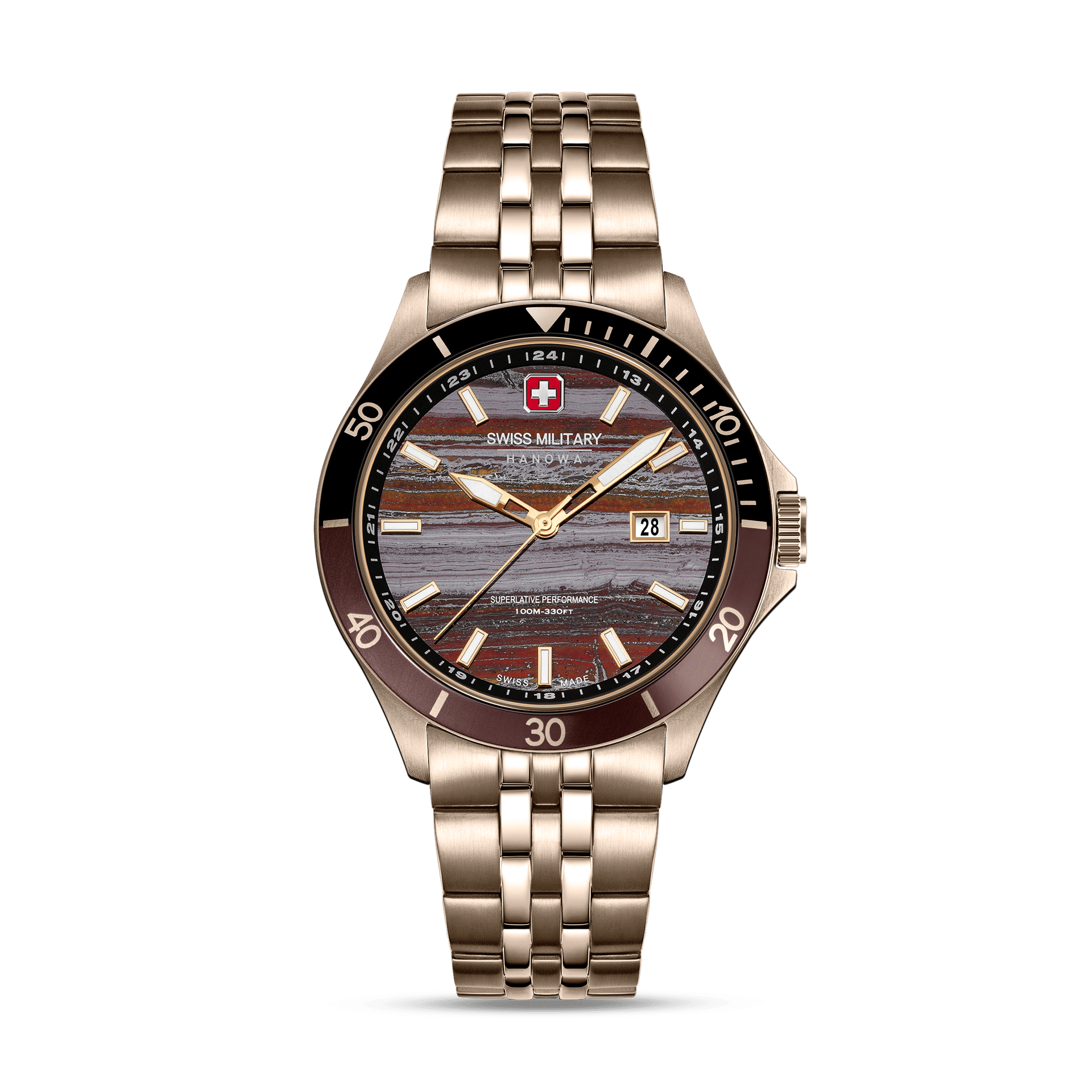 Swiss Military Hanowa Flagship Tiger Iron SMWGH0008310 Herrenuhr Beige • Saphirglas • Limitiert auf 500 Stück