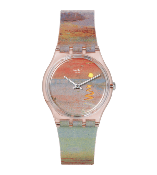 Swatch Originals SO28Z700 Armbanduhr Turner's Scarlet Sunset • Biosourced Gehäuse • Leuchtzeiger
