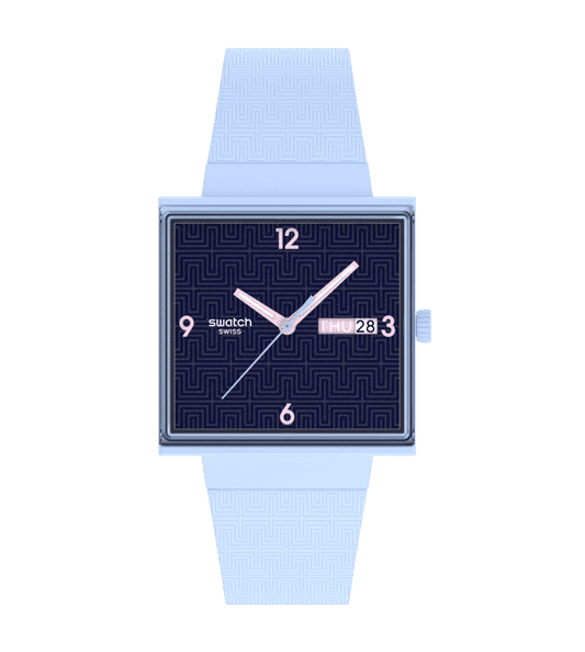 Swatch Bright Angle SO34L701 Damenuhr Hellblau • Bioceramic-Gehäuse • Leuchtzeiger