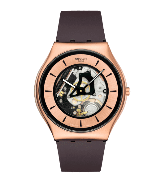 Swatch New Skin Irony SS07G107 Damen • Roségold PVD-Edelstahlgehäuse • Leuchtzeiger