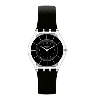 Swatch Black Classiness SS08K103 Armbanduhr Schwarz • Ultraflaches Silikonarmband • Transparentes Polymergehäuse, Bild 6