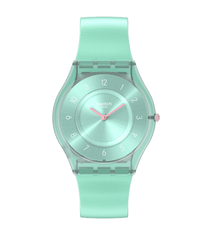 Swatch Skin SS08L100 Pastelicious Teal Damenuhr • Ultraflaches Design • Pastell-Stil