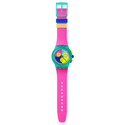 Swatch Neon Flash Arrow SUSG408 Herrenuhr Mehrfarbig • Chronograph mit Tachymeter • Leuchtende Zeiger, Bild 4