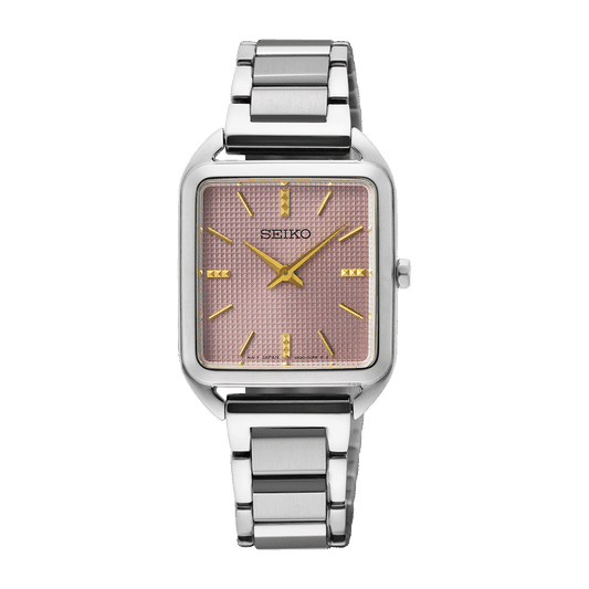 Seiko SWR077P1 Damen Armbanduhr Weiß • Eckiges Gehäuse • Hardlex-Glas