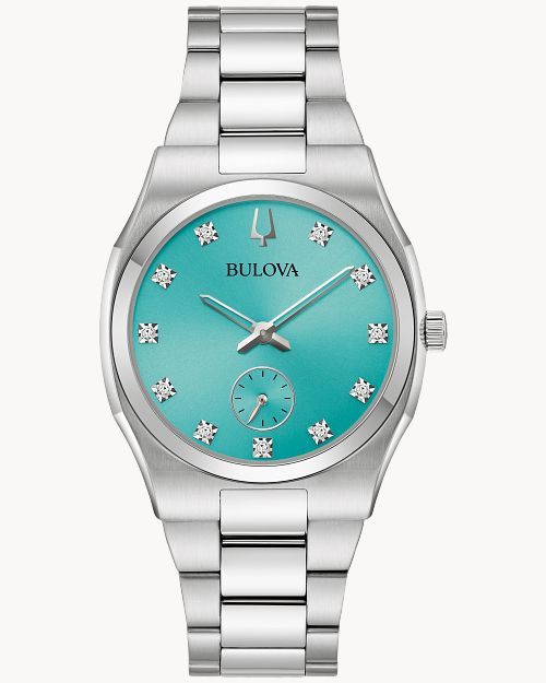 Bulova Surveyor 96P243 Damen Armbanduhr Türkis • Diamantindizes • Mineralglas