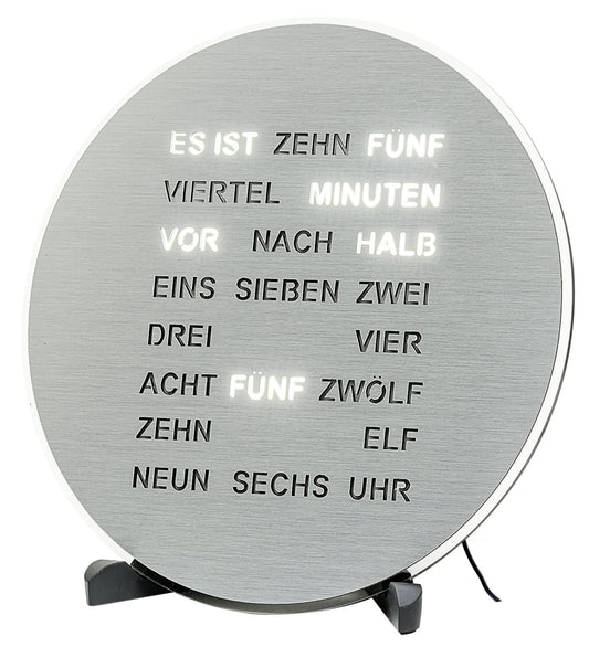 AMS Tischuhr Aluminium • LED Wortanzeige • Modernes Design