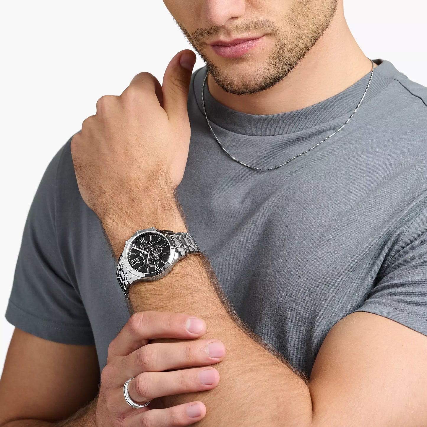 Thomas Sabo Rebel Urban WA0015-201-203 Herren Chronograph Silber • Mineralglas mit Saphirbeschichtung • 5 ATM Wasserdicht