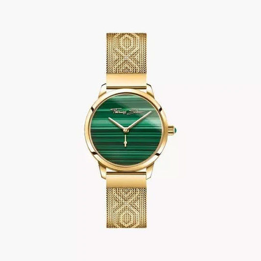 Thomas Sabo WA0365-264-211 Garden Spirit Malachit Damenuhr Gelbgold • Echtes Malachit-Zifferblatt • Milanaise-Armband