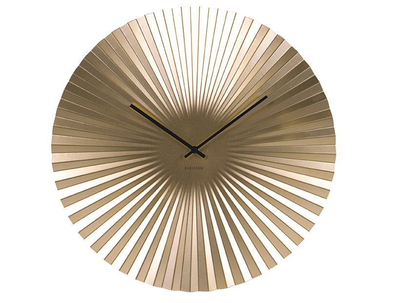 Karlsson Sensu XL KA5658GD Wanduhr Gold • Fächer-Relief-Design • Schlichtes Quarzwerk