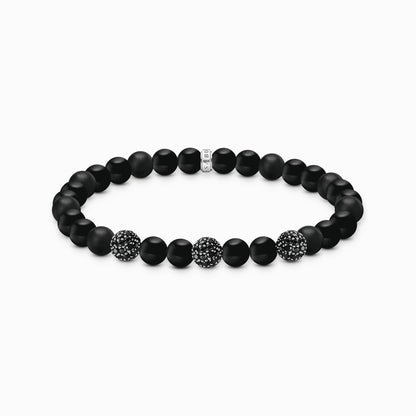 Beaded Bracelet made from Obsidian and Black Zirconia Stones - Thomas Sabo Model: A2195-705-11-L19
